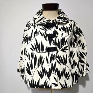 PINK TARTAN Black And White Tropical Cotton Blazer.size 8